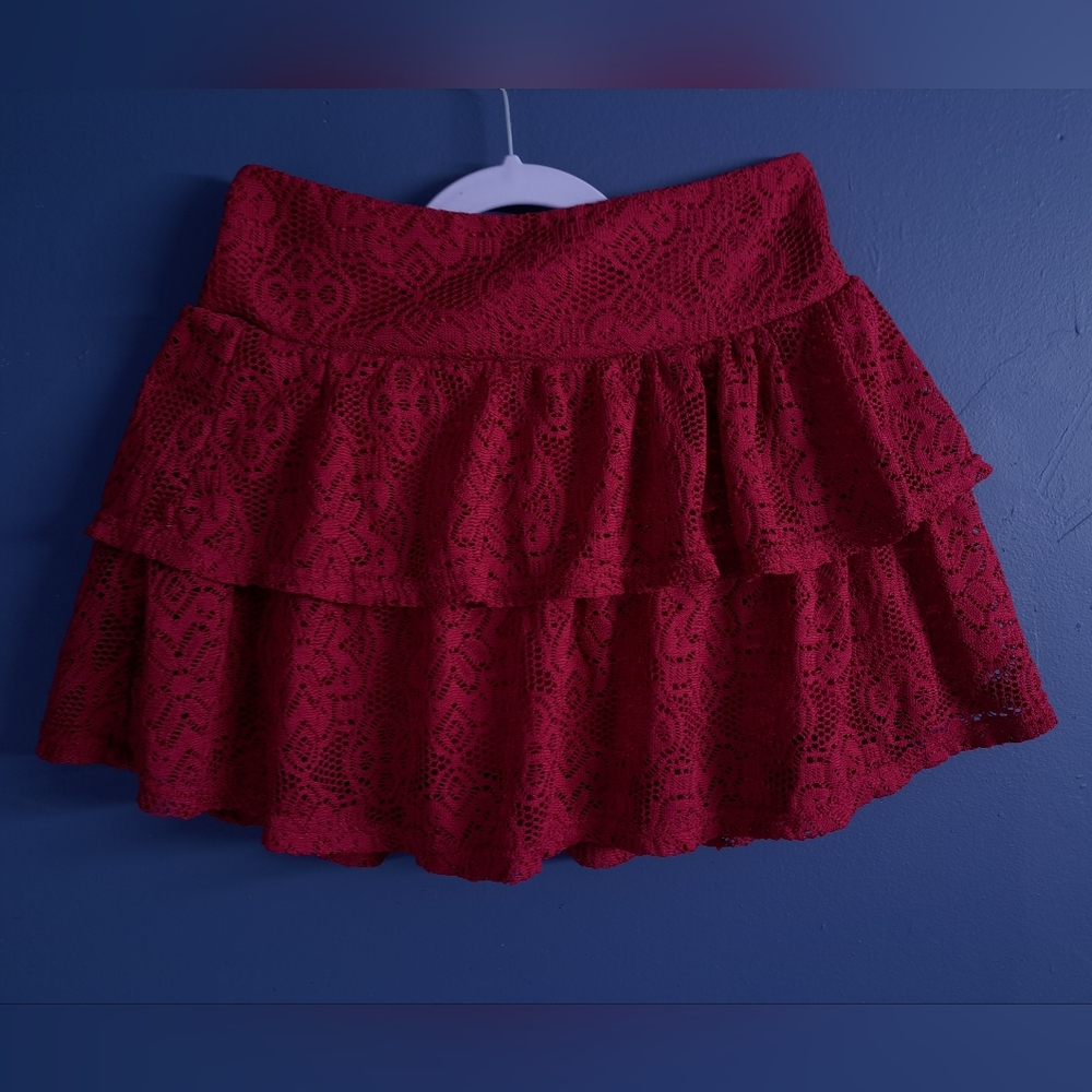 Dream Out Loud Chic Maroon Red Lace Skirt